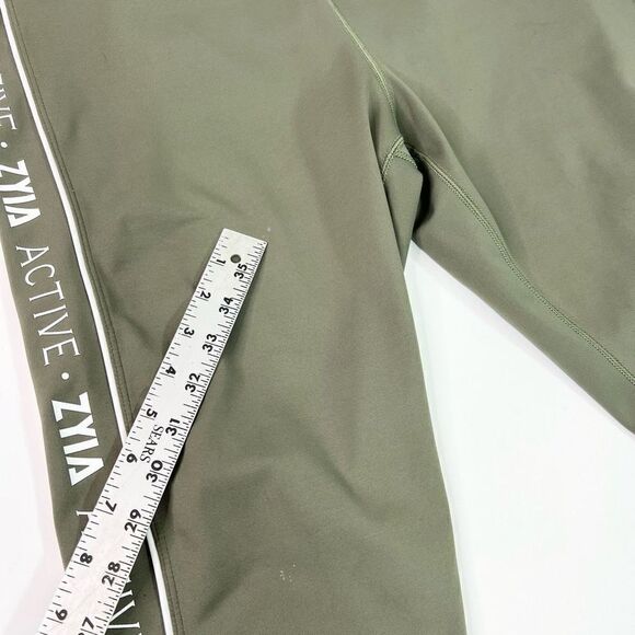 Zyia Active Leggings Womens 20 Khaki Green Logo Stripe Light 'N Tight High Rise - Picture 4 of 12